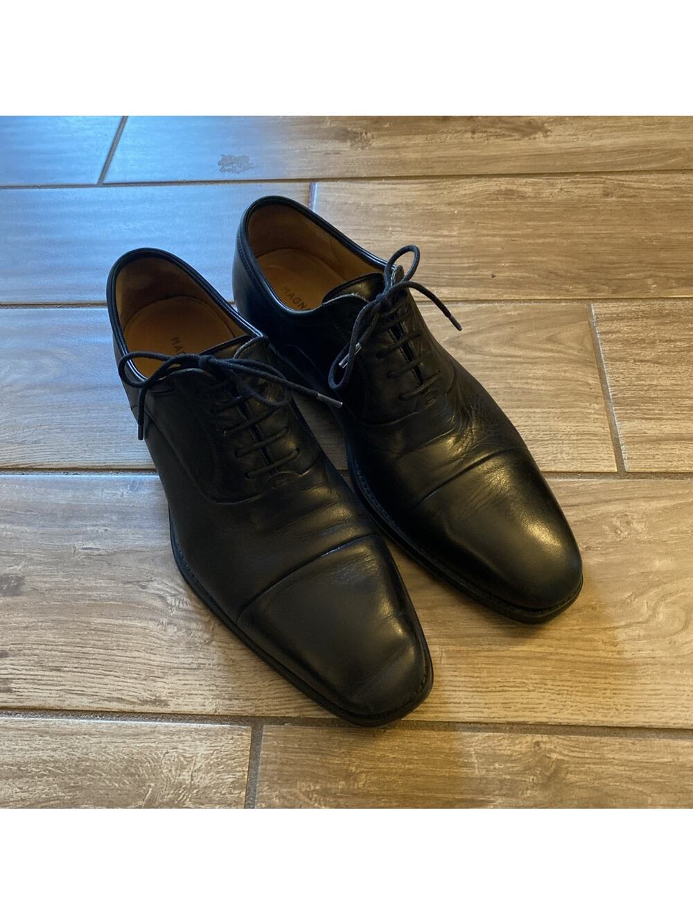 Magnanni Men's Black Leather Oxfords Size 10D